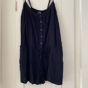Spoon black crocheted linen romper
